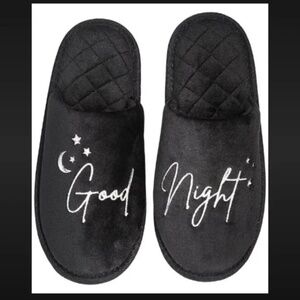 Jenni Women's Brand New Black Embroidered "Good Night" Slippers Size S